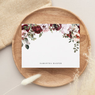 Wine Red and Blush Floral Watercolor Card