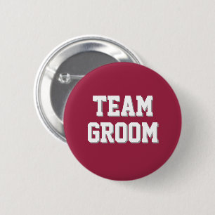 Wine Red Athletic Letters Team Groom 6 Cm Round Badge