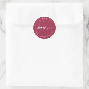 Wine Red Bachelorette Party Thank You Classic Round Sticker