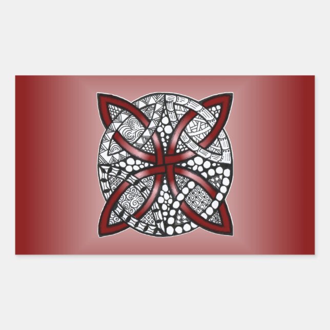 Wine Red Celtic Knot Original Rectangular Sticker (Front)