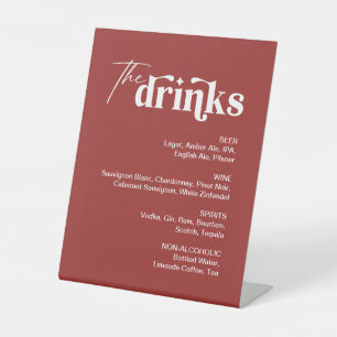 Wine Red Christmas Drink Menu Wedding Bar Pedestal Sign