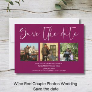 Wine Red Couple Photos Wedding Save the date 