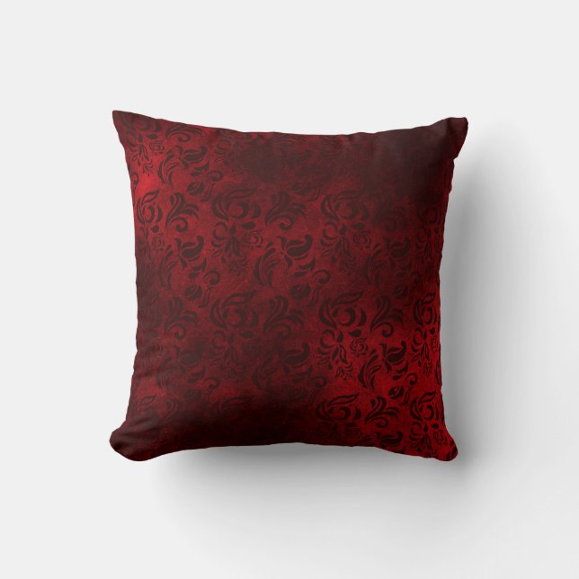 Wine Red Floral Patterned Cushion (Front)