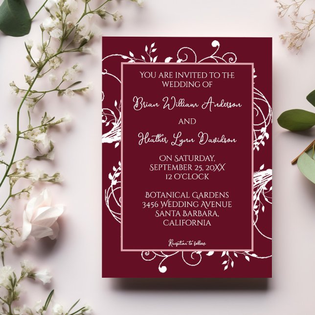 Wine Red Flourish Wedding Invitation (Wine Red Flourish Wedding Invitation)