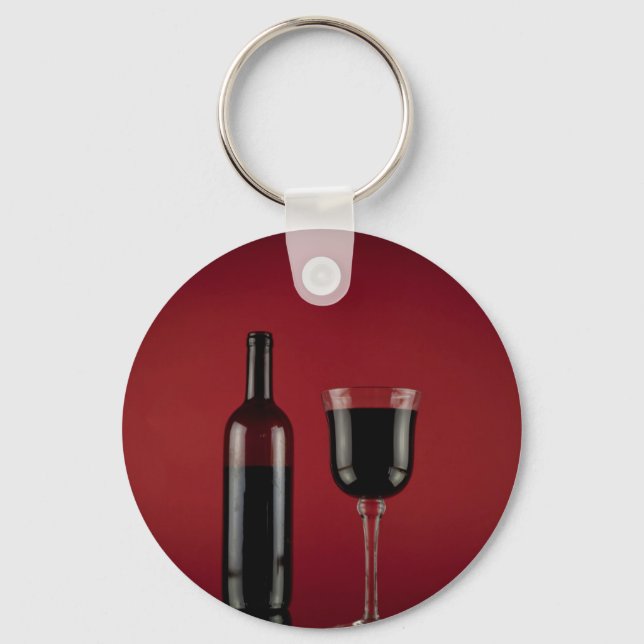 Wine red glass bottle key ring (Front)