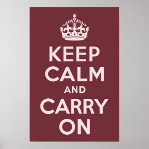 Wine Red Keep Calm and Carry On Poster