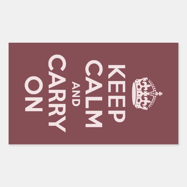 Wine Red Keep Calm and Carry On Rectangular Sticker (Front)
