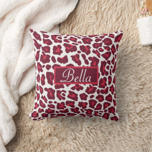 Wine Red Leopard Pattern Cushion