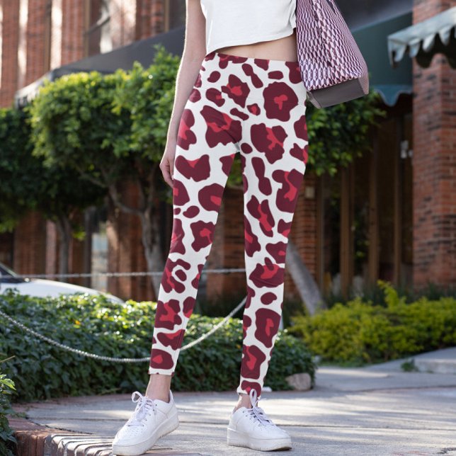 Wine Red Leopard Pattern Leggings (Creator Uploaded)