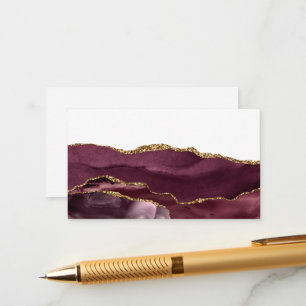 Wine Red Marble Agate Golden Glitter Stylish Glam Enclosure Card