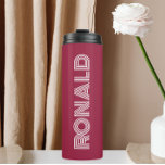 Wine Red Modern Typography Groomsman Thermal Tumbler<br><div class="desc">A gift for your wedding groomsman or best man! Keep hot beverages hot and cold beverages cold with this insulated,  metal thermal tumbler that is a trendy,  wine red colour along with name printed in white,  modern style typography. Edit your thermal tumbler and replace name with your desired name.</div>