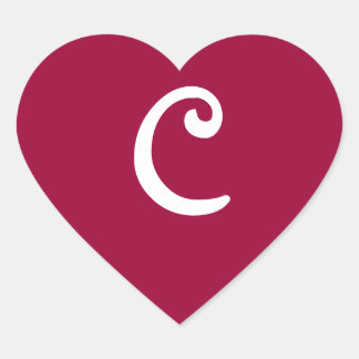 Wine Red Monogrammed Heart Sticker