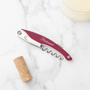 Wine Red Personalised Wedding Bridesmaid Corkscrew