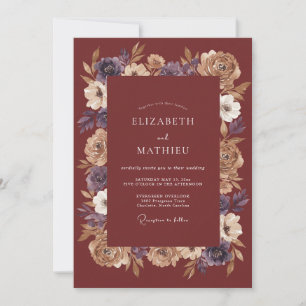 Wine Red Picturesque Autumnal Wedding Invitation
