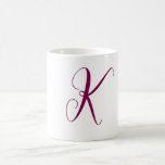 Wine Red Pink Monogram Initial Letter Wedding Gift Coffee Mug<br><div class="desc">Designed with custom monogram text template which you can edite and personalise!</div>