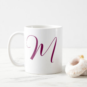 Wine Red Pink Monogram Initial Name Wedding Gift Coffee Mug