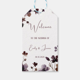 Wine Red Plum Mauve Fall Floral Wedding Gift Tags