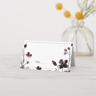 Wine Red Plum Mauve Fall Floral Wedding Place Card