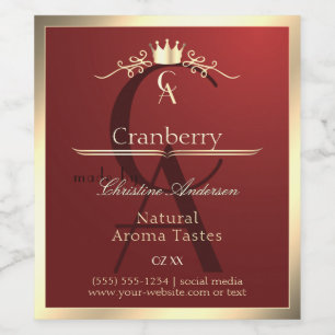 Wine Red Product Label with Gold Frame Monogram