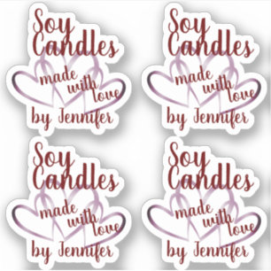 Wine Red Purple Hearts Made with Love Soy Candles
