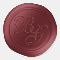 Wine Red Script Double Monogram Wax Seal Stickers
