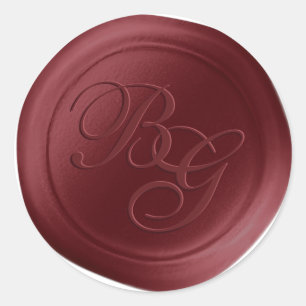 Wine Red Script Double Monogram Wax Seal Stickers