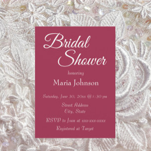 Wine Red Simple Style Bridal Shower Invitation