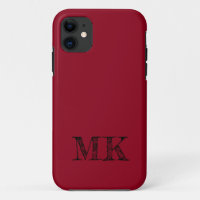 Wine Red Solid Colour | Minimal Initial 