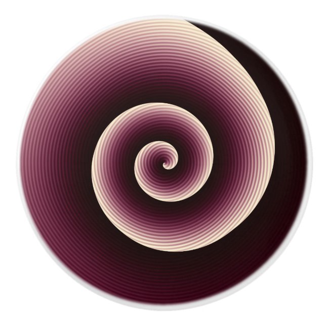 Wine Red Spiral Pattern Ceramic Knob (Front)