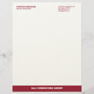 Wine red stripe ecru professional business company personalized letterhead