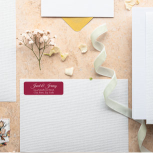 Wine Red Stylised Names Wedding Address Return Address Label