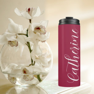 Wine Red Stylised Wedding Bridesmaid Thermal Tumbler