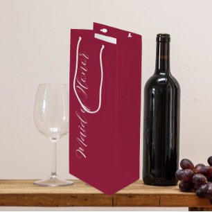 Wine Red Wedding Maid of Honour Stylised Script Wine Gift Bag
