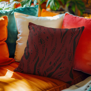 wine red Zebra Pattern Cushion