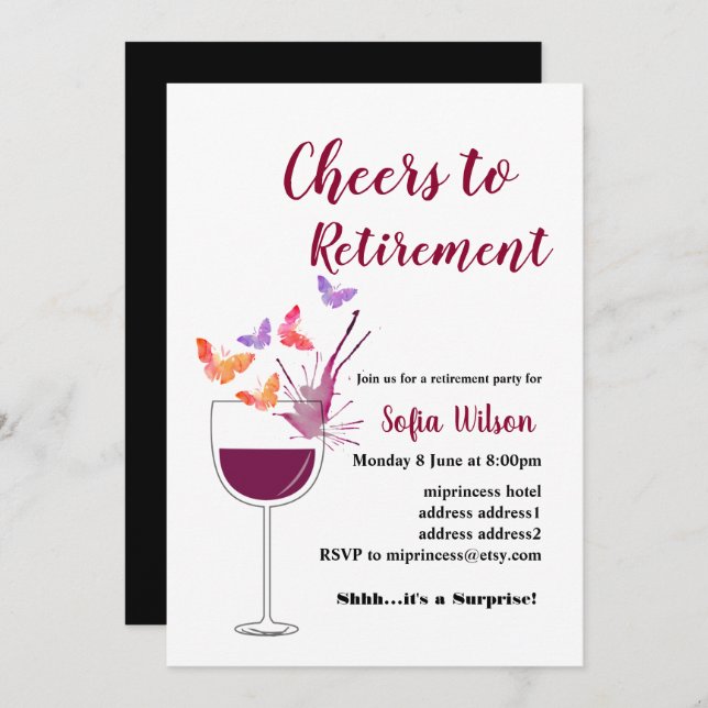 Wine retirement party invitation (Front/Back)