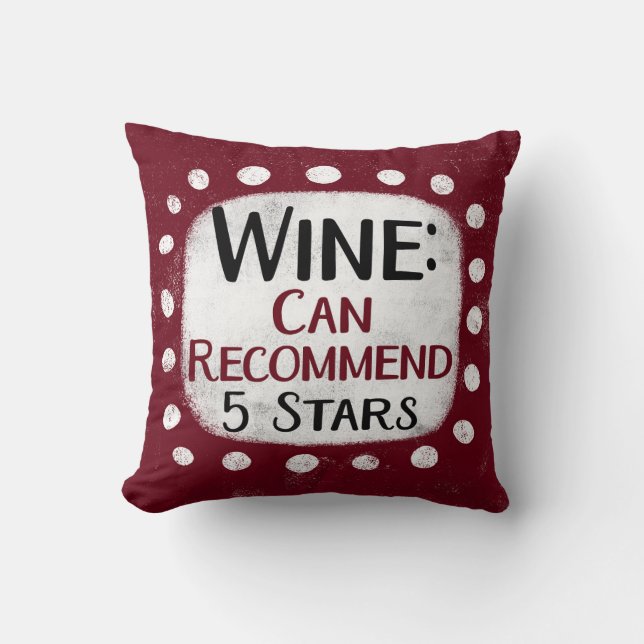 Wine Review 5 Stars Throw Pillow (Front)