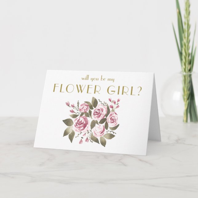 Wine Rose Bouquet Will You Be My Flower Girl? Invitation (Front)