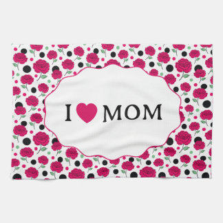 Wine Rose Green Polka Dot Graphic Pattern Modern   Tea Towel