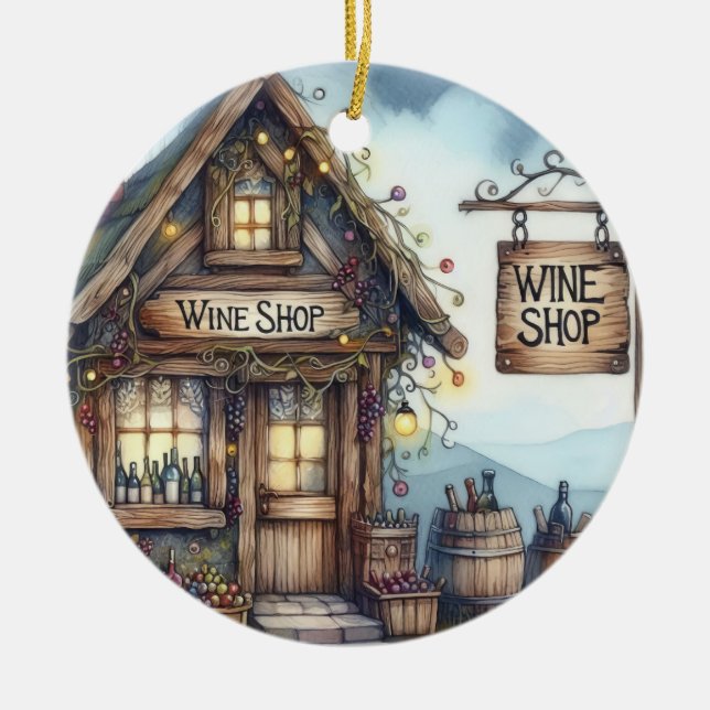 WINE Shop  Ceramic Ornament (Front)