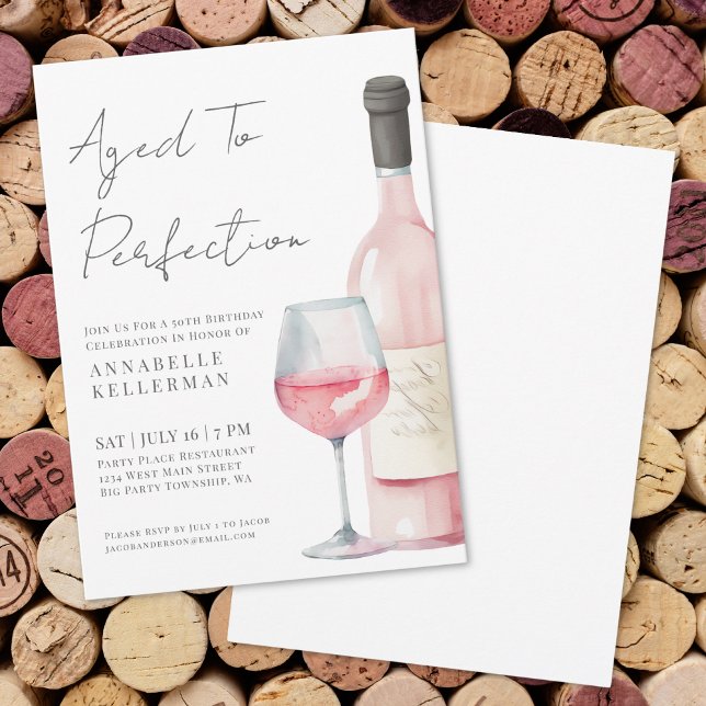 Wine Simple 50th Birthday Party Invitation (Wine Simple 50th Birthday Party Invitation)