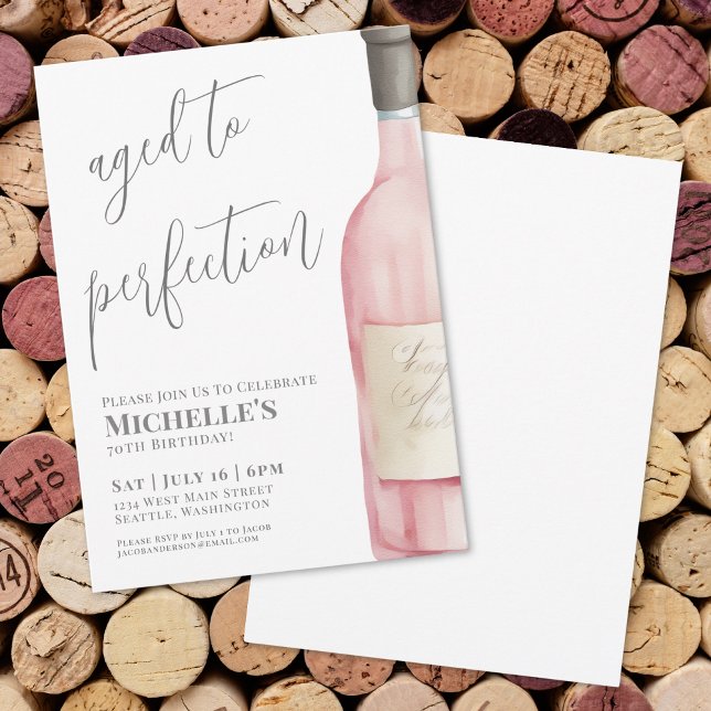 Wine Simple 70th Birthday Party Invitation (Wine Simple 70th Birthday Party Invitation)