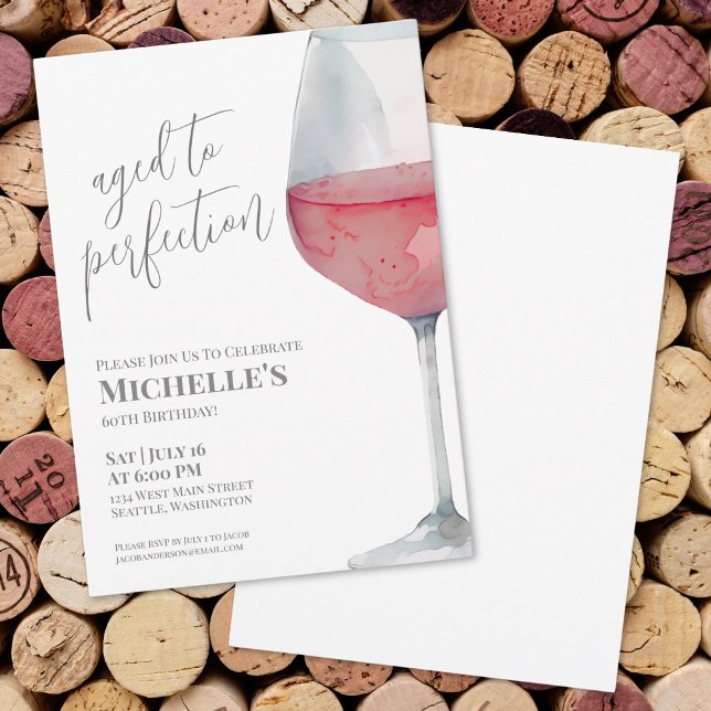 Wine Simple Sixty 60th Birthday Party Invitation (Wine Simple Sixty 60th Birthday Party Invitation)