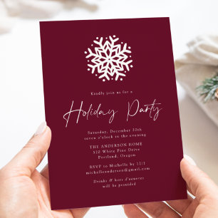Wine Simple Snowflake Holiday Party Invitation