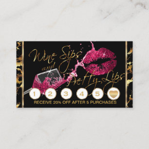 Wine Sips and Pretty Lips - Pink - Loyalty Card
