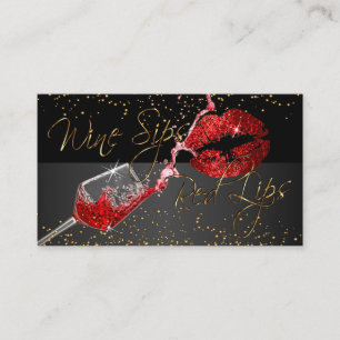 Wine Sips and Red Lips Business Card