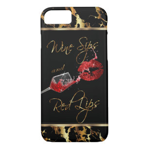 Wine Sips and  Red Lips iPhone 8/7 Case