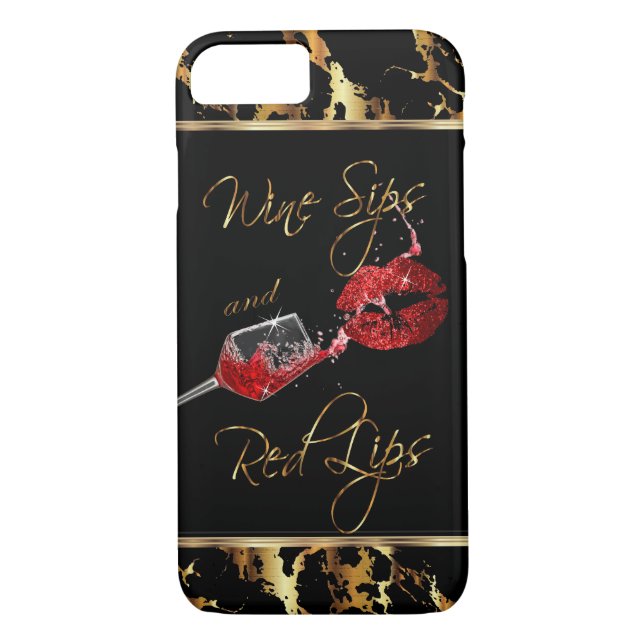 Wine Sips and  Red Lips Case-Mate iPhone Case (Back)