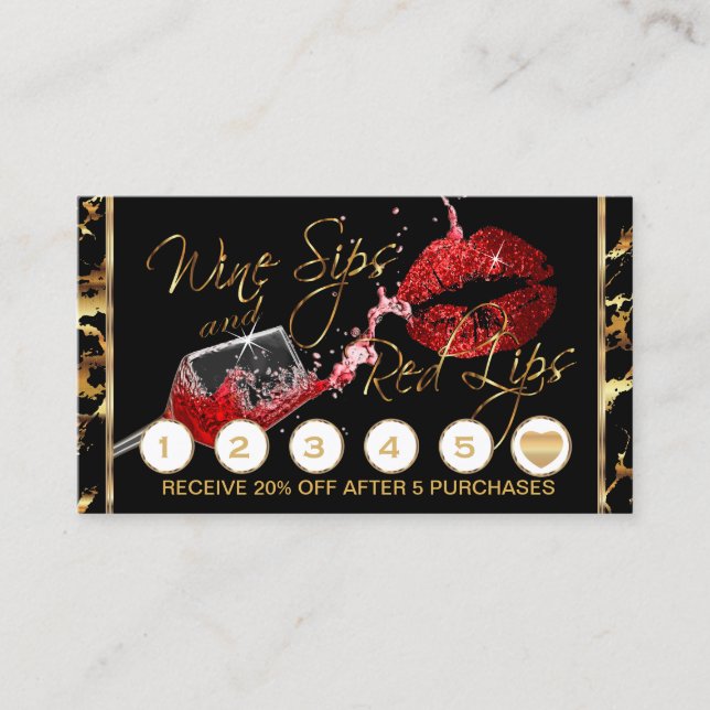Wine Sips and Red Lips - Loyalty Card (Front)