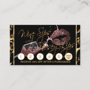 Wine Sips and Rosey Lips - Dusty Rose Loyalty Card