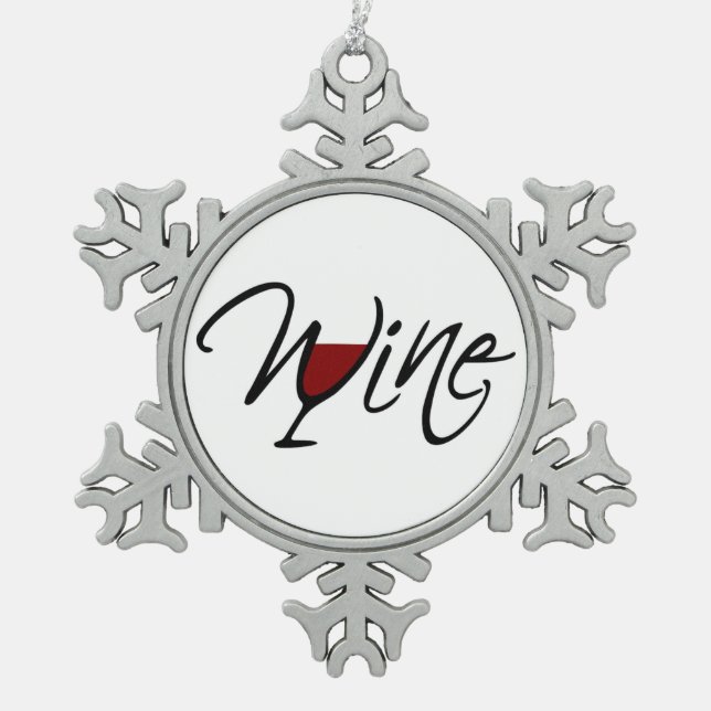 WINE SNOWFLAKE PEWTER CHRISTMAS ORNAMENT (Front)